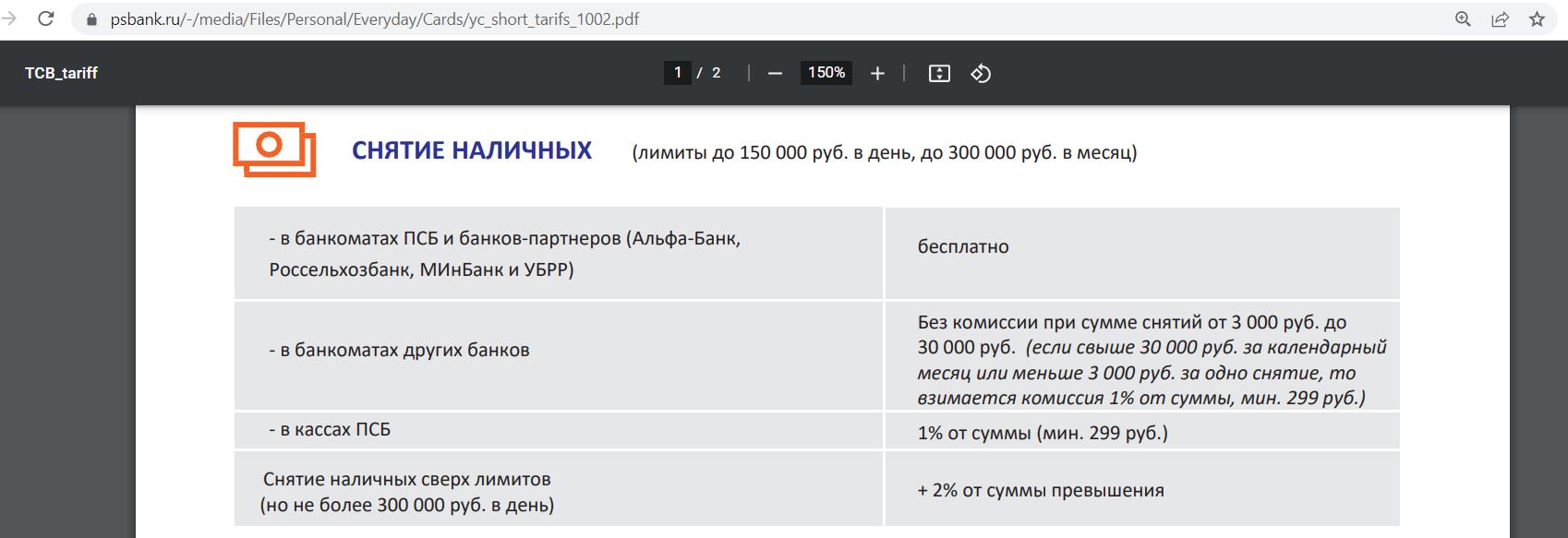 Какая комиссия в банкоматах псб