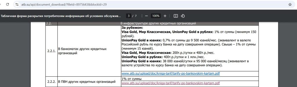 АТБ Карта МИР и UnionPay 