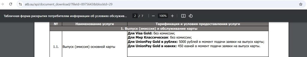 АТБ Карта МИР и UnionPay 