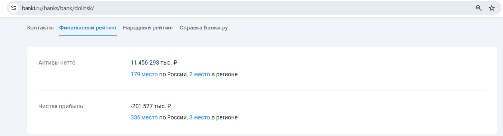 Банк Долинск