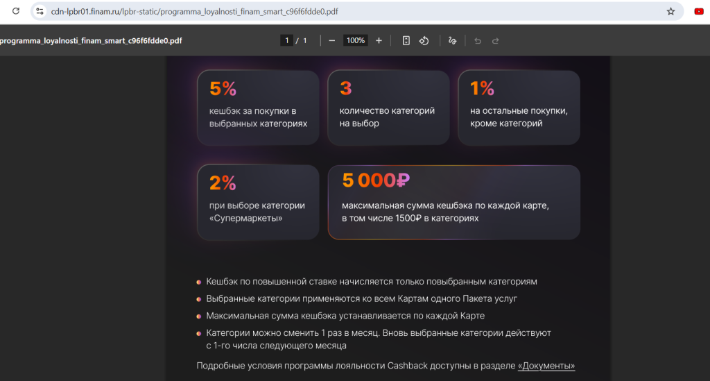 Кредитная карта Финам Смарт