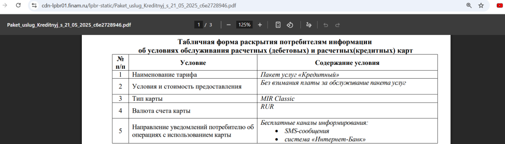 Кредитная карта Финам Смарт