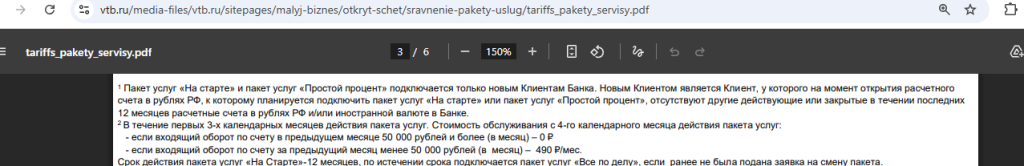 бизнес-карта ВТБ